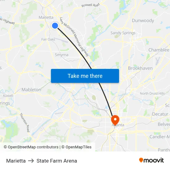 Marietta to State Farm Arena map