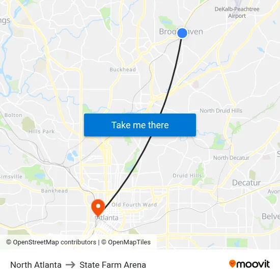 North Atlanta to State Farm Arena map