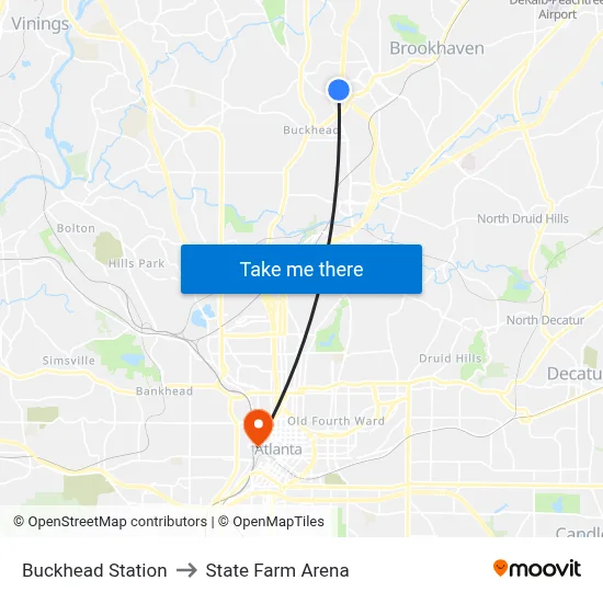Buckhead Station to State Farm Arena map