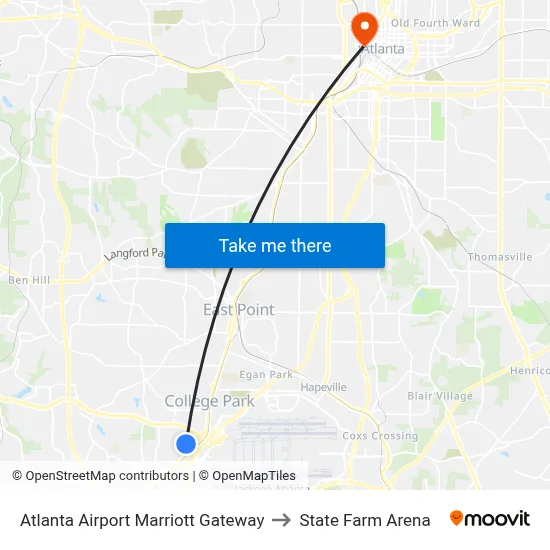 Atlanta Airport Marriott Gateway to State Farm Arena map