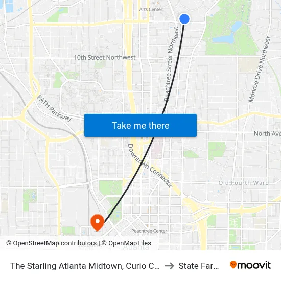 The Starling Atlanta Midtown, Curio Collection by Hilton to State Farm Arena map