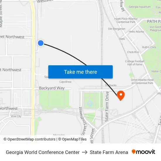 Georgia World Conference Center to State Farm Arena map