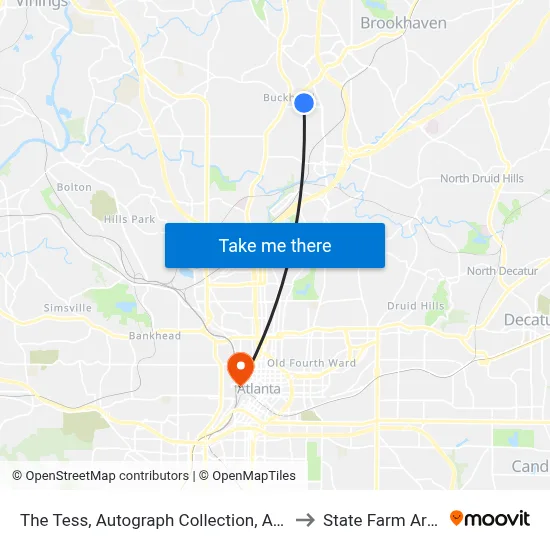 The Tess, Autograph Collection, Atlanta to State Farm Arena map