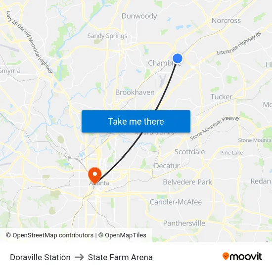 Doraville Station to State Farm Arena map