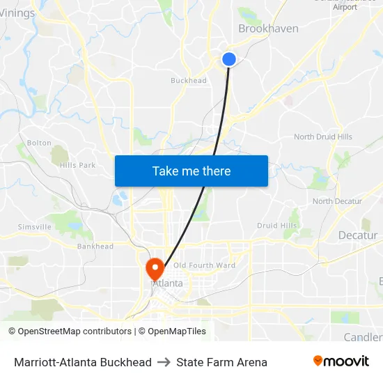 Marriott-Atlanta Buckhead to State Farm Arena map