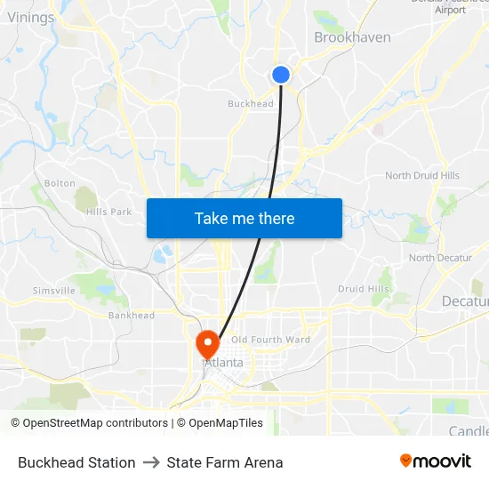Buckhead Station to State Farm Arena map