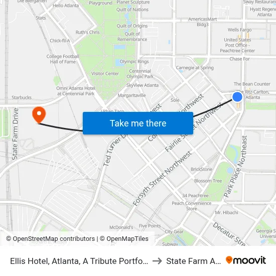 Ellis Hotel, Atlanta, A Tribute Portfolio Hotel to State Farm Arena map
