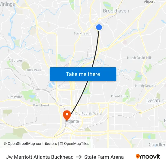 Jw Marriott to State Farm Arena map