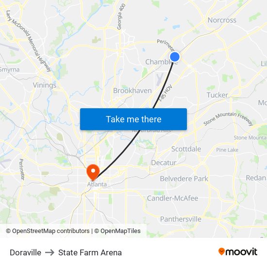 Doraville to State Farm Arena map