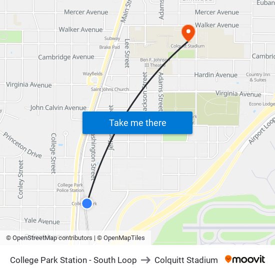 College Park Station - South Loop to Colquitt Stadium map