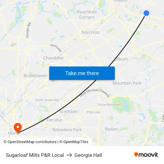 Sugarloaf Mills P&R Local to Georgia Hall map