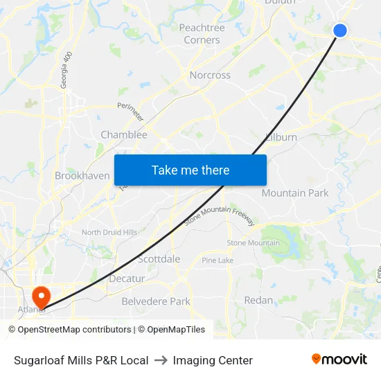 Sugarloaf Mills P&R Local to Imaging Center map