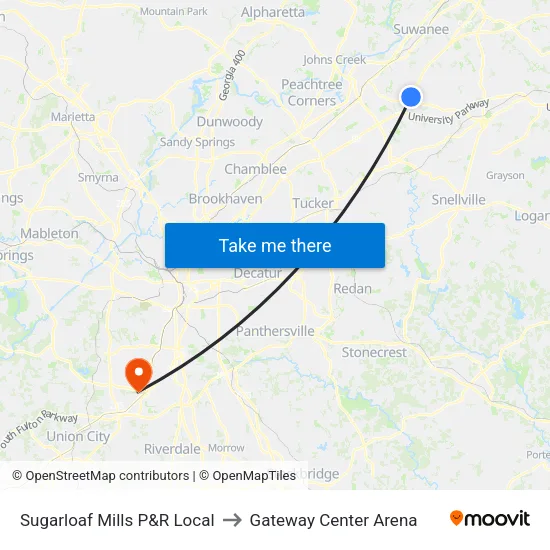 Sugarloaf Mills P&R Local to Gateway Center Arena map