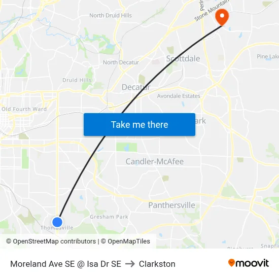 Moreland Ave SE @ Isa Dr SE to Clarkston map