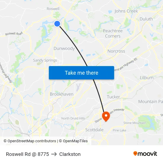 Roswell Rd @ 8775 to Clarkston map