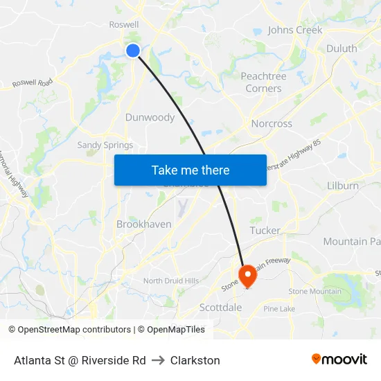 Atlanta St @ Riverside Rd to Clarkston map