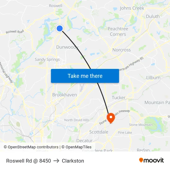Roswell Rd @ 8450 to Clarkston map