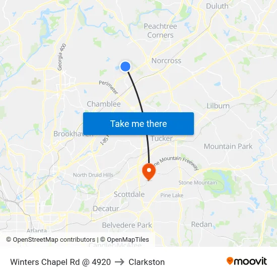 Winters Chapel Rd @ 4920 to Clarkston map