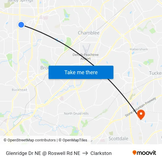 Glenridge Dr NE @ Roswell Rd NE to Clarkston map