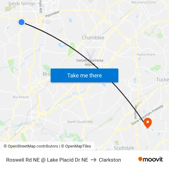Roswell Rd NE @ Lake Placid Dr NE to Clarkston map