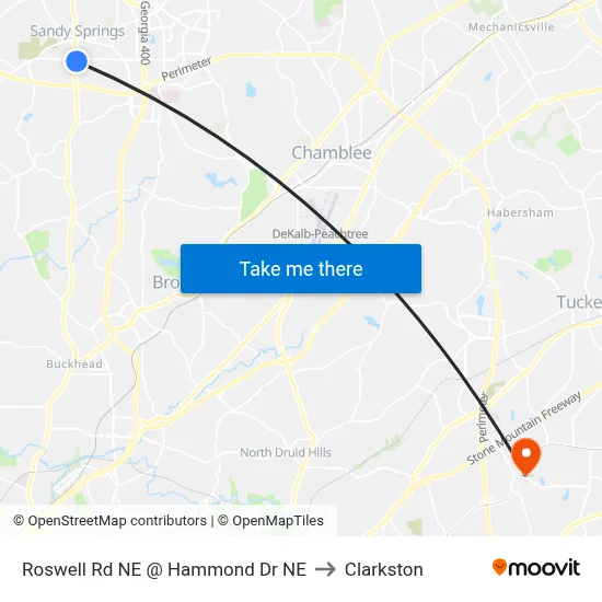 Roswell Rd NE @ Hammond Dr NE to Clarkston map