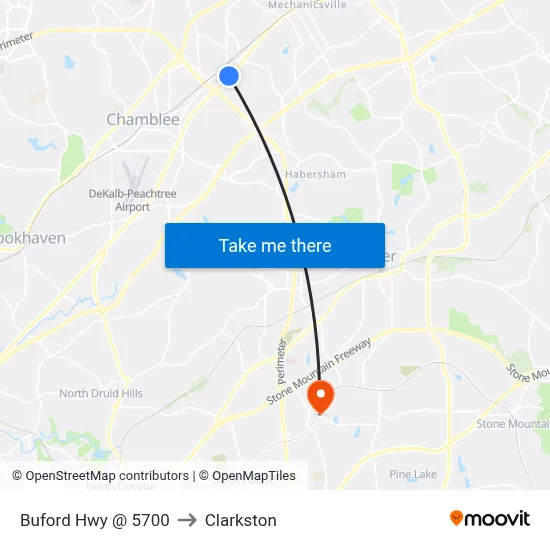 Buford Hwy @ 5700 to Clarkston map