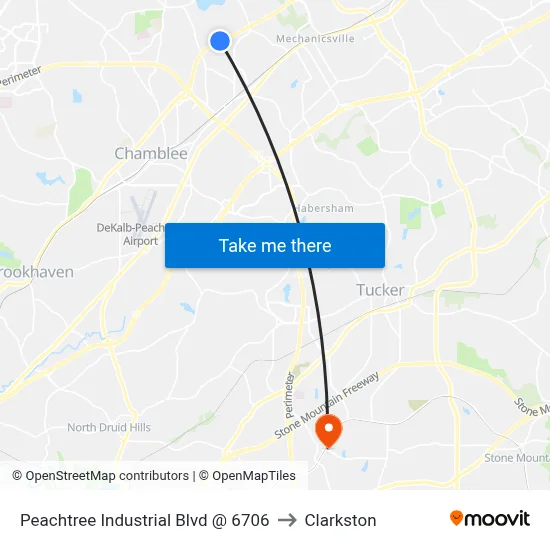 Peachtree Industrial Blvd @ 6706 to Clarkston map