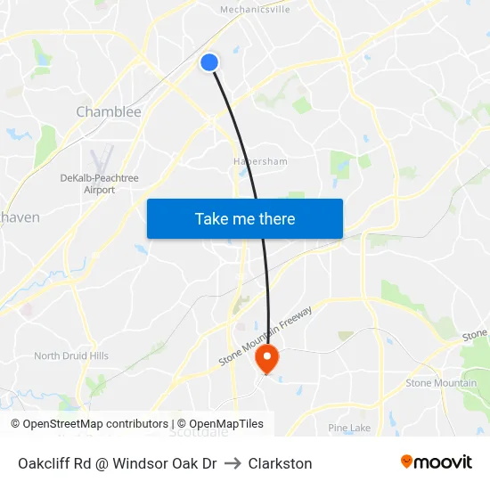 Oakcliff Rd @ Windsor Oak Dr to Clarkston map