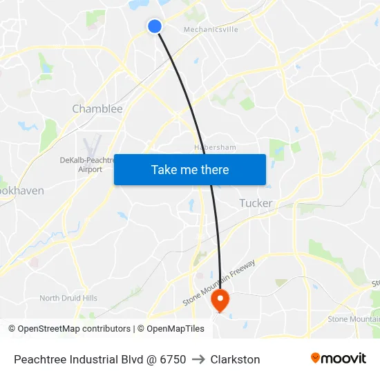 Peachtree Industrial Blvd @ 6750 to Clarkston map