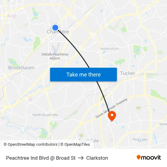 Peachtree Ind Blvd @ Broad St to Clarkston map