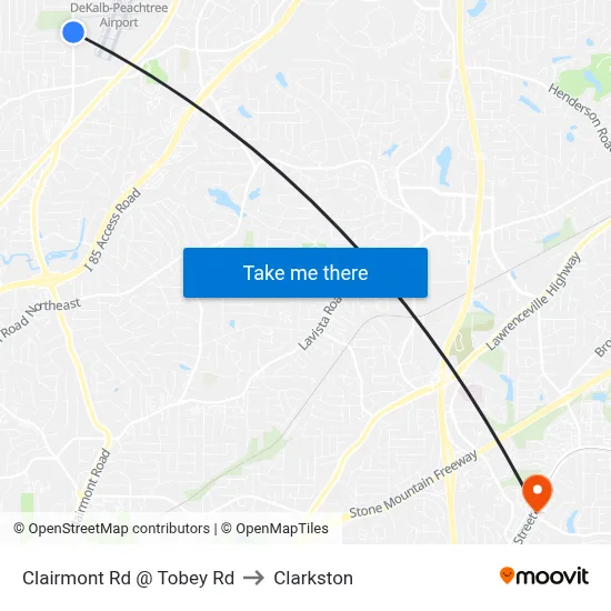 Clairmont Rd @ Tobey Rd to Clarkston map