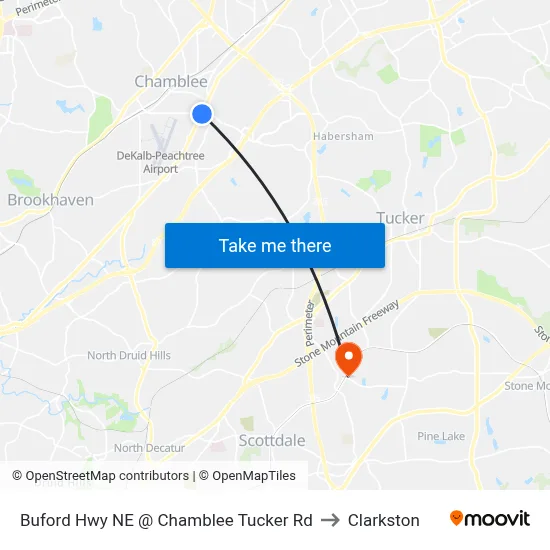 Buford Hwy NE @ Chamblee Tucker Rd to Clarkston map