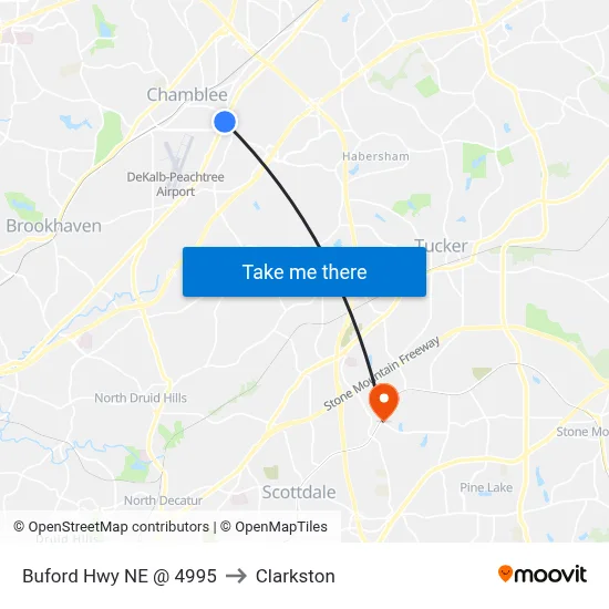 Buford Hwy NE @ 4995 to Clarkston map
