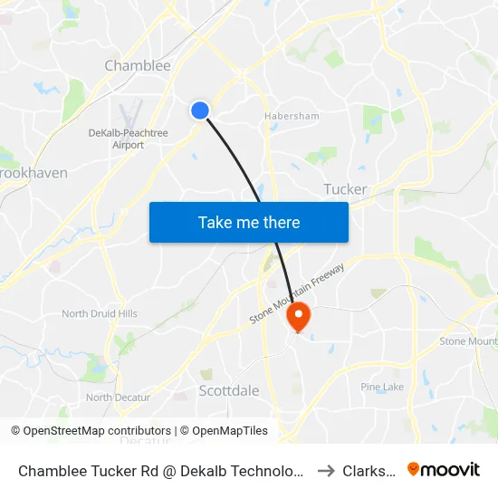 Chamblee Tucker Rd @ Dekalb Technology Pkwy to Clarkston map