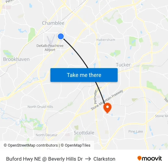 Buford Hwy NE @ Beverly Hills Dr to Clarkston map