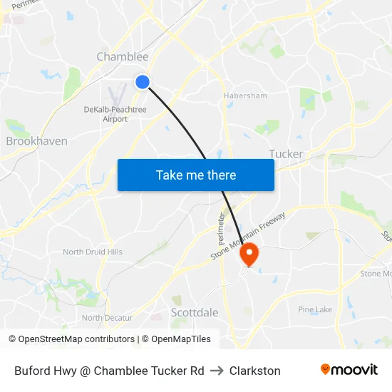 Buford Hwy @ Chamblee Tucker Rd to Clarkston map