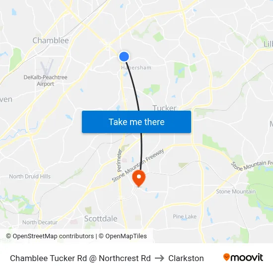 Chamblee Tucker Rd @ Northcrest Rd to Clarkston map