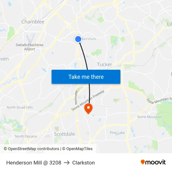 Henderson Mill @ 3208 to Clarkston map