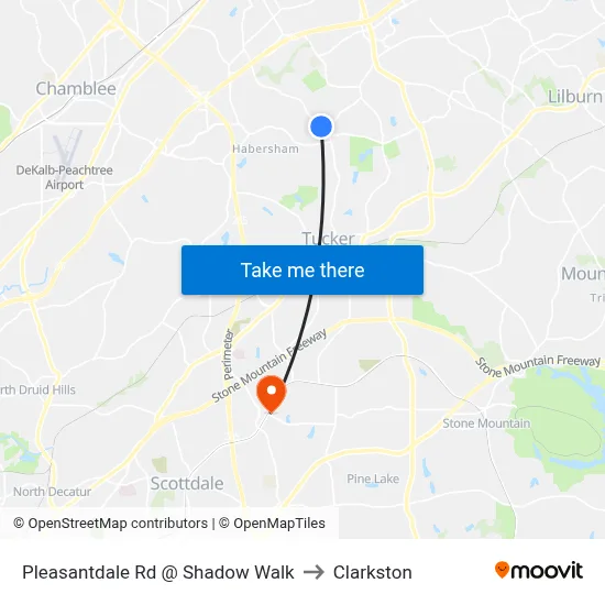 Pleasantdale Rd @ Shadow Walk to Clarkston map