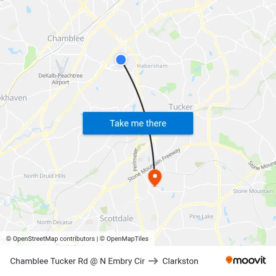 Chamblee Tucker Rd @ N Embry Cir to Clarkston map