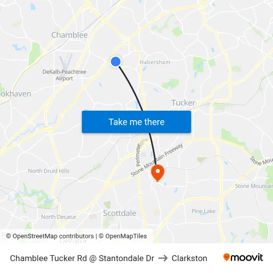 Chamblee Tucker Rd @ Stantondale Dr to Clarkston map