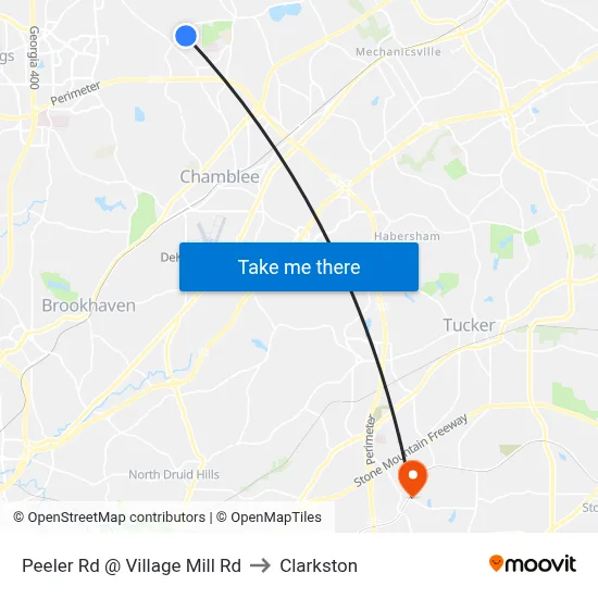 Peeler Rd @ Village Mill Rd to Clarkston map