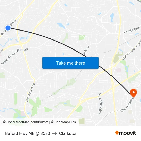 Buford Hwy NE @ 3580 to Clarkston map