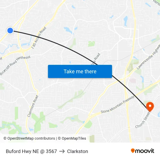 Buford Hwy NE @ 3567 to Clarkston map