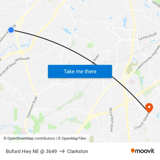 Buford Hwy NE @ 3649 to Clarkston map