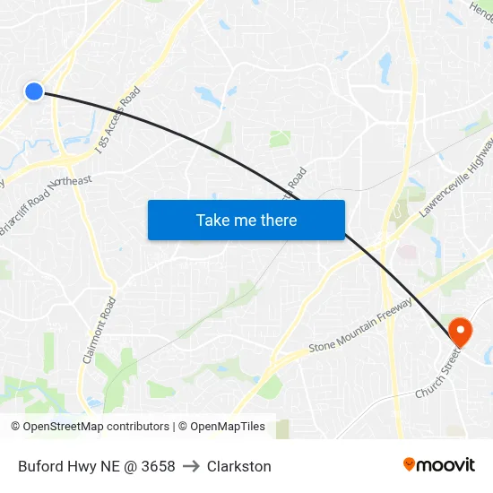 Buford Hwy NE @ 3658 to Clarkston map