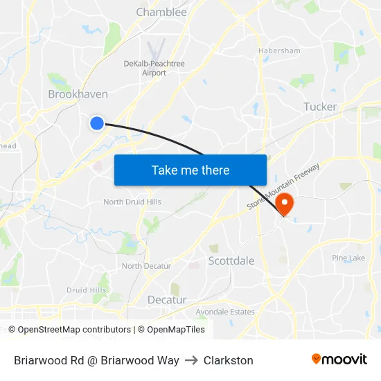 Briarwood Rd @ Briarwood Way to Clarkston map