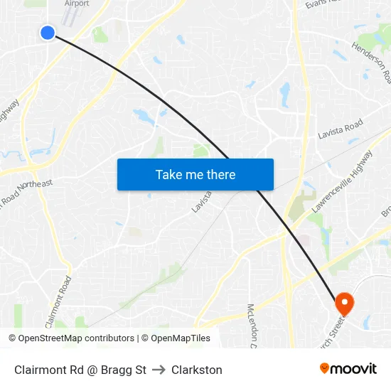 Clairmont Rd @ Bragg St to Clarkston map