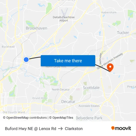Buford Hwy NE @ Lenox Rd to Clarkston map