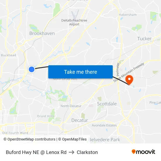 Buford Hwy NE @ Lenox Rd to Clarkston map